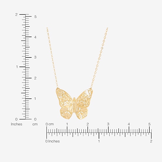 Made in Italy Womens 10K Gold Butterfly 18 Inch Pendant Necklace