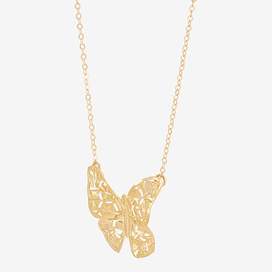 Made in Italy Womens 10K Gold Butterfly 18 Inch Pendant Necklace