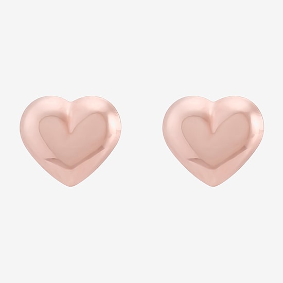14K Gold 5.5mm Heart Stud Earrings