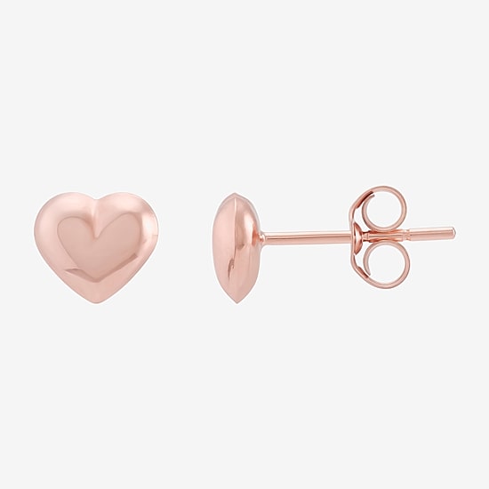 14K Gold 5.5mm Heart Stud Earrings