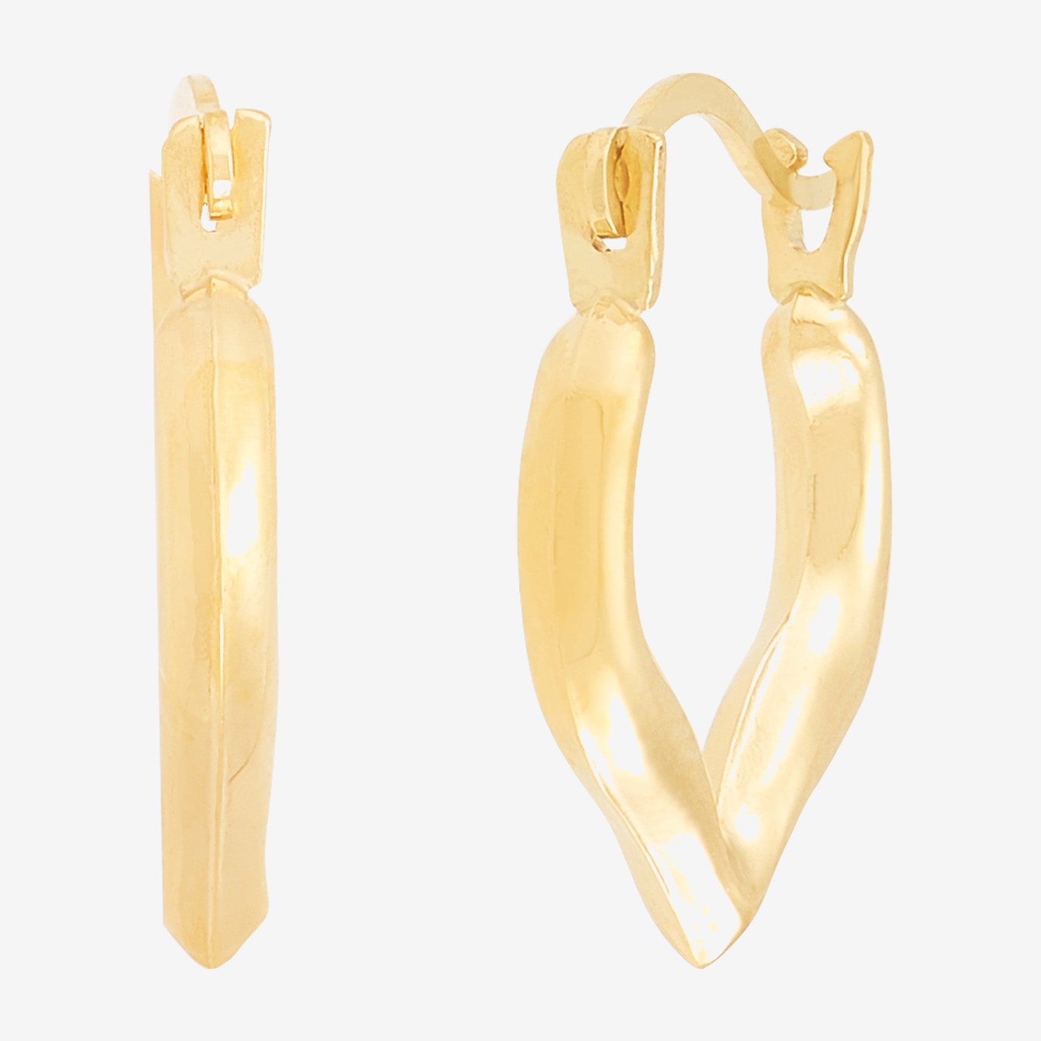 Girls 14K Gold 12.8mm Heart Hoop Earrings