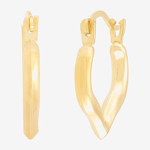 Girls 14K Gold 12.8mm Heart Hoop Earrings, One Size, Yellow