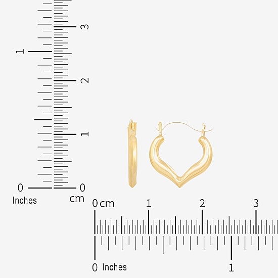 Girls 14K Gold 12.8mm Heart Hoop Earrings