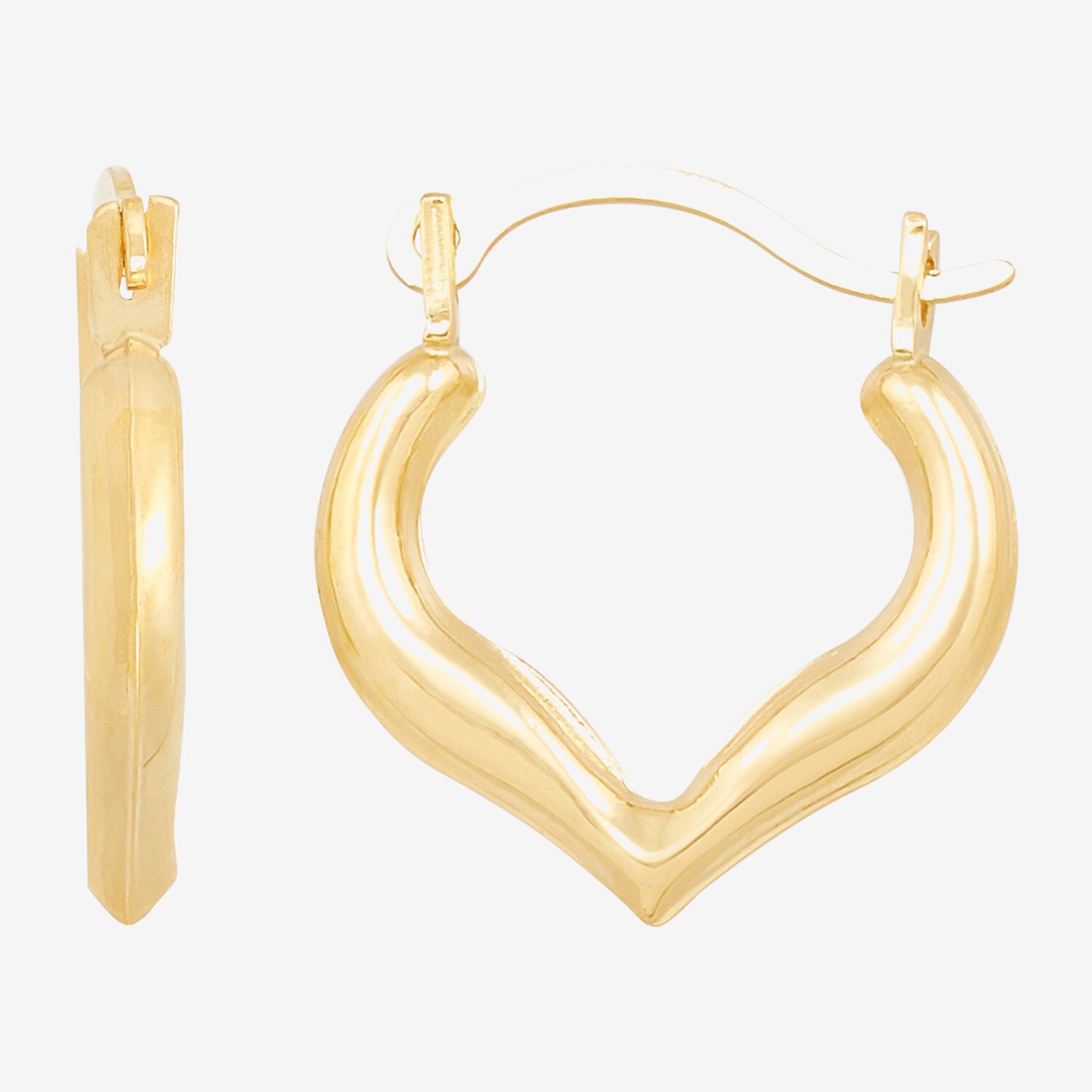 Girls 14K Gold 12.8mm Heart Hoop Earrings