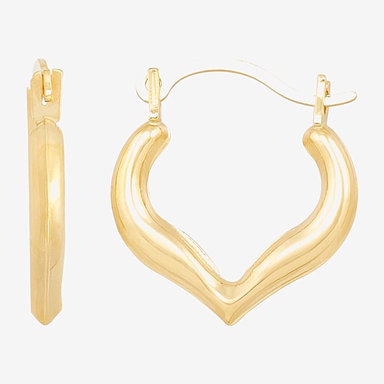 Girls 14K Gold 12.8mm Heart Hoop Earrings