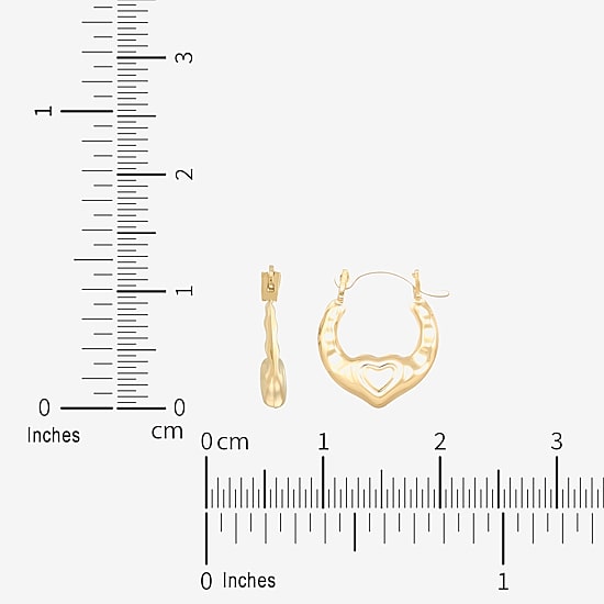 Girls 14K Gold 12.3mm Heart Hoop Earrings