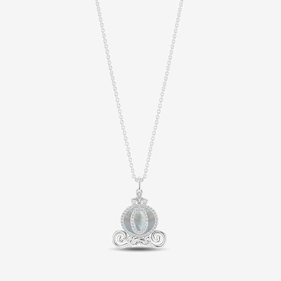 Enchanted Disney Fine Jewelry Womens 1/6 CT. T.W. White Mother Of Pearl Sterling Silver 16 Inch Pendant Necklace