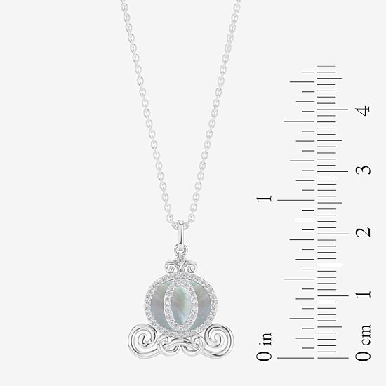 Enchanted Disney Fine Jewelry Womens 1/6 CT. T.W. White Mother Of Pearl Sterling Silver 16 Inch Pendant Necklace