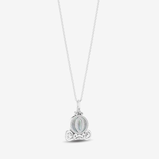 Enchanted Disney Fine Jewelry Womens 1/6 CT. T.W. White Mother Of Pearl Sterling Silver 16 Inch Pendant Necklace