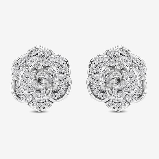 Enchanted Disney Fine Jewelry 1/2 CT. T.W. Natural White Diamond 14K Gold 16.8mm Flower Cinderella Princess Stud Earrings