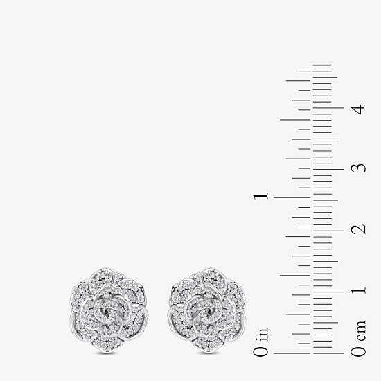 Enchanted Disney Fine Jewelry 1/2 CT. T.W. Natural White Diamond 14K Gold 16.8mm Flower Cinderella Princess Stud Earrings