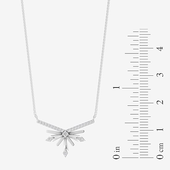 Enchanted Disney Fine Jewelry Womens 1/10 CT. T.W. Natural White Diamond Sterling Silver 18 Inch Pendant Necklace