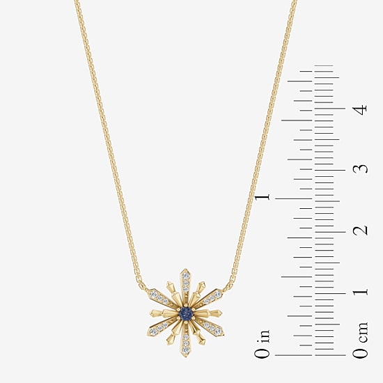 Enchanted Disney Fine Jewelry Womens 1/10 CT. T.W. Genuine Blue Aquamarine Sterling Silver 17 1/2 Inch Pendant Necklace