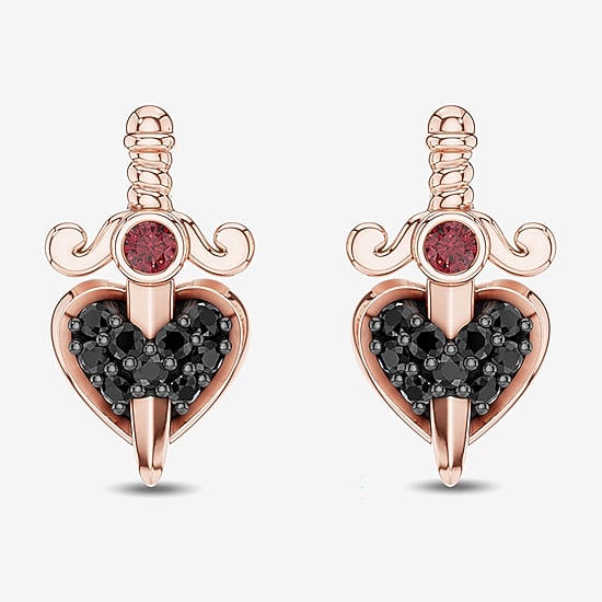 Enchanted Disney Fine Jewelry 1/8 CT. T.W. Genuine Red Garnet 10K Gold 12.6mm Evil Queen Stud Earrings