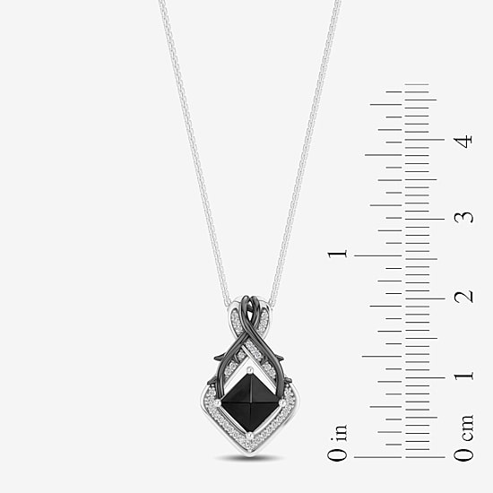 Enchanted Disney Fine Jewelry Womens 1/8 CT. T.W. Genuine Black Onyx Sterling Silver 18 Inch Pendant Necklace