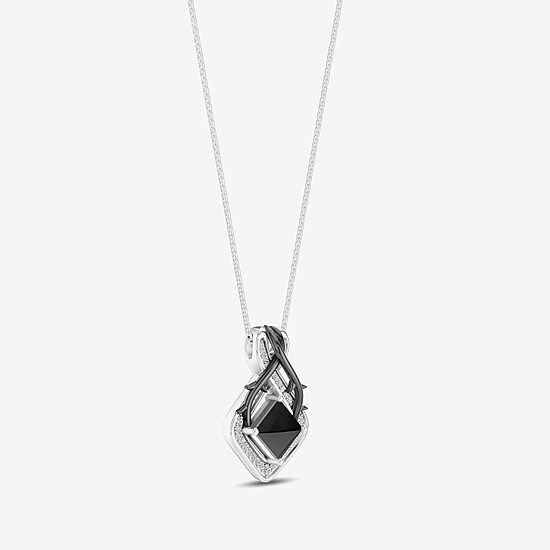 Enchanted Disney Fine Jewelry Womens 1/8 CT. T.W. Genuine Black Onyx Sterling Silver 18 Inch Pendant Necklace