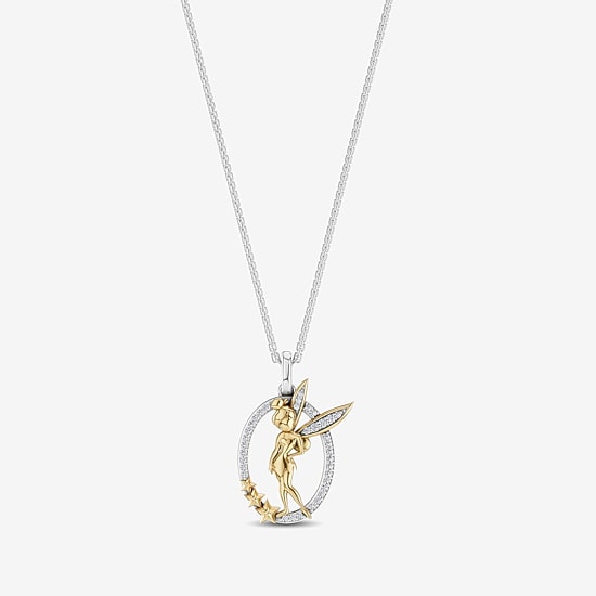 Enchanted Disney Fine Jewelry Tinkerbell Womens 1/10 CT. T.W. Natural White Diamond 14K Gold Over Silver Sterling Silver 18 Inch Pendant Necklace