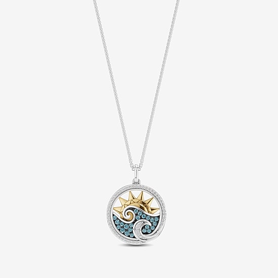 Enchanted Disney Fine Jewelry Womens 1/6 CT. T.W. Genuine Blue Topaz 14K Gold Over Silver Sterling Silver 18 Inch Pendant Necklace