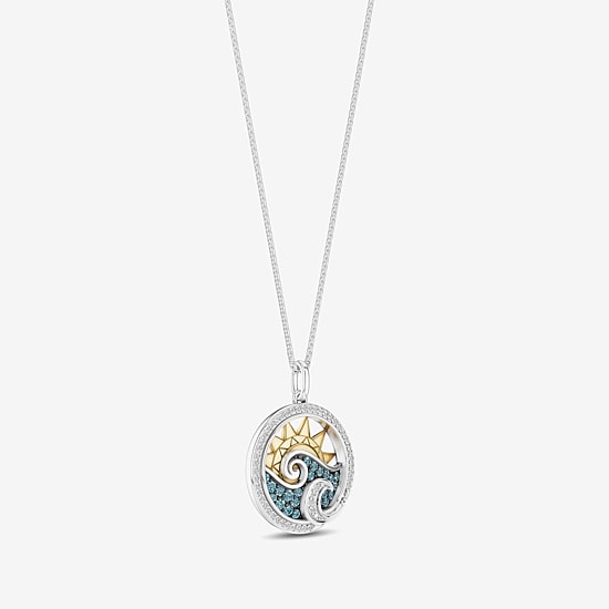 Enchanted Disney Fine Jewelry Womens 1/6 CT. T.W. Genuine Blue Topaz 14K Gold Over Silver Sterling Silver 18 Inch Pendant Necklace