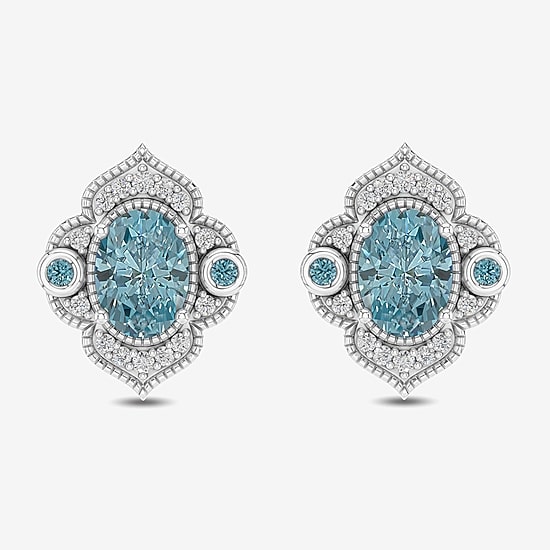 Enchanted Disney Fine Jewelry 1/6 CT. T.W. Genuine Blue Topaz Sterling Silver 14mm Aladdin Jasmine Stud Earrings