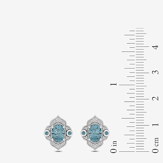 Enchanted Disney Fine Jewelry 1/6 CT. T.W. Genuine Blue Topaz Sterling Silver 14mm Aladdin Jasmine Stud Earrings