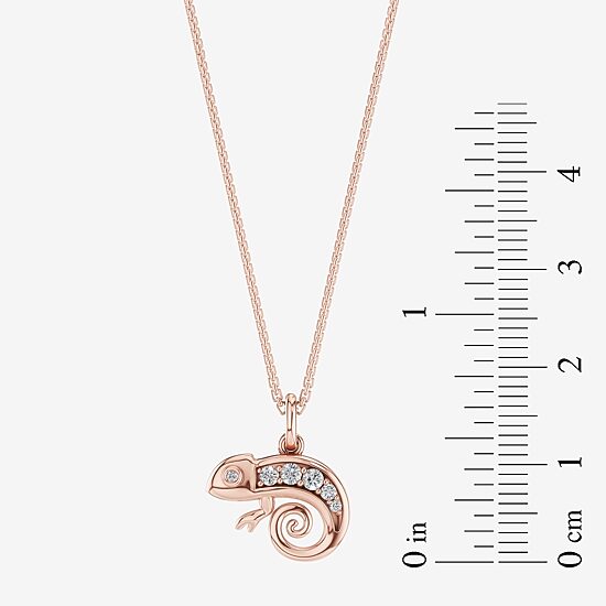 Enchanted Disney Fine Jewelry Womens 1/6 CT. T.W. Natural White Diamond 14K Gold Over Silver 18 Inch Pendant Necklace