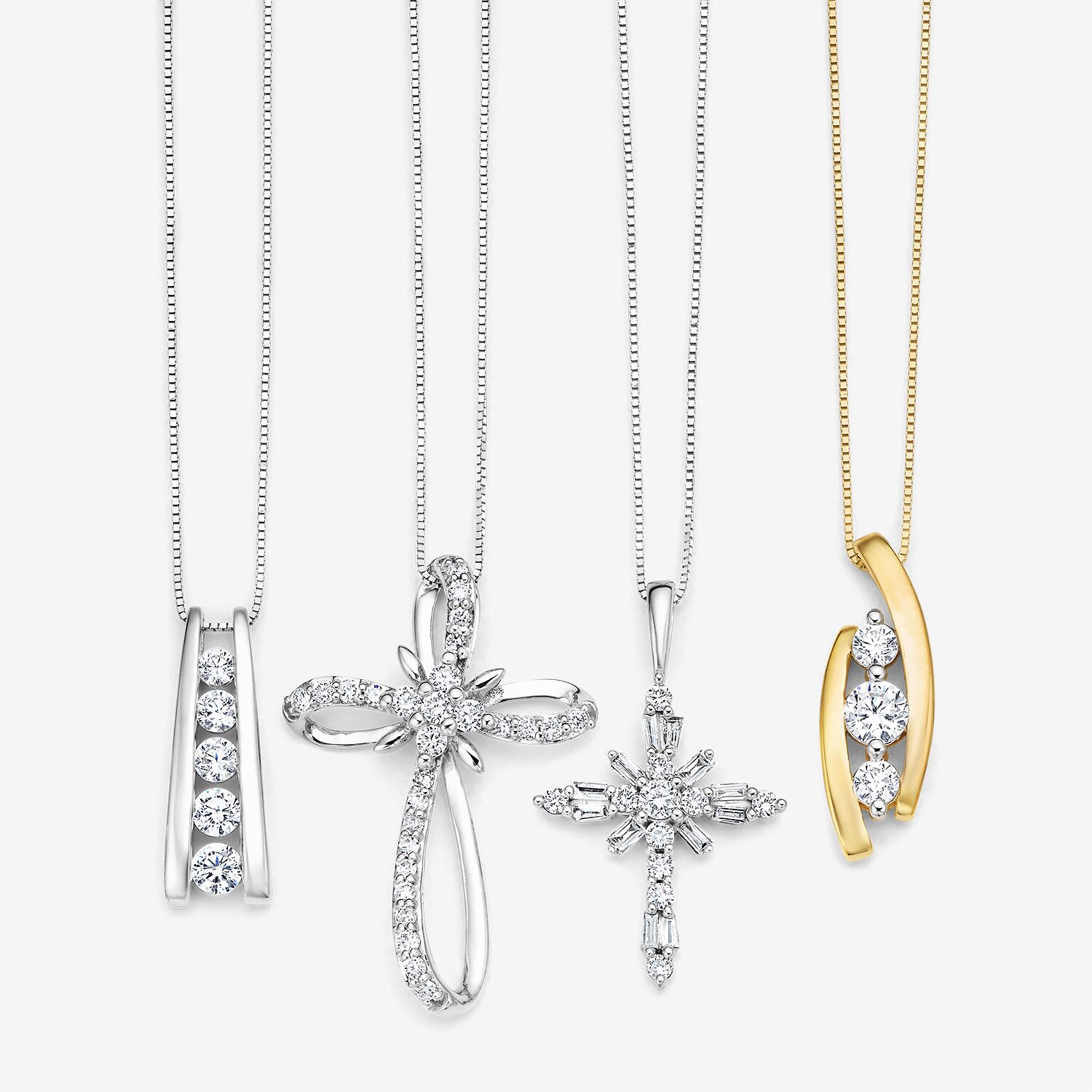 (H-I / I1) Womens 1/3 CT. T.W. Lab Grown White Diamond 10K Gold Cross 18 Inch Pendant Necklace