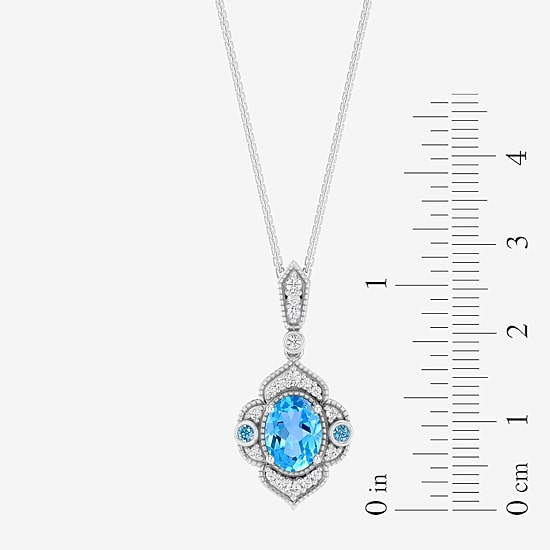 Enchanted Disney Fine Jewelry Womens 1/6 CT. T.W. Genuine Blue Topaz Sterling Silver 18 Inch Pendant Necklace