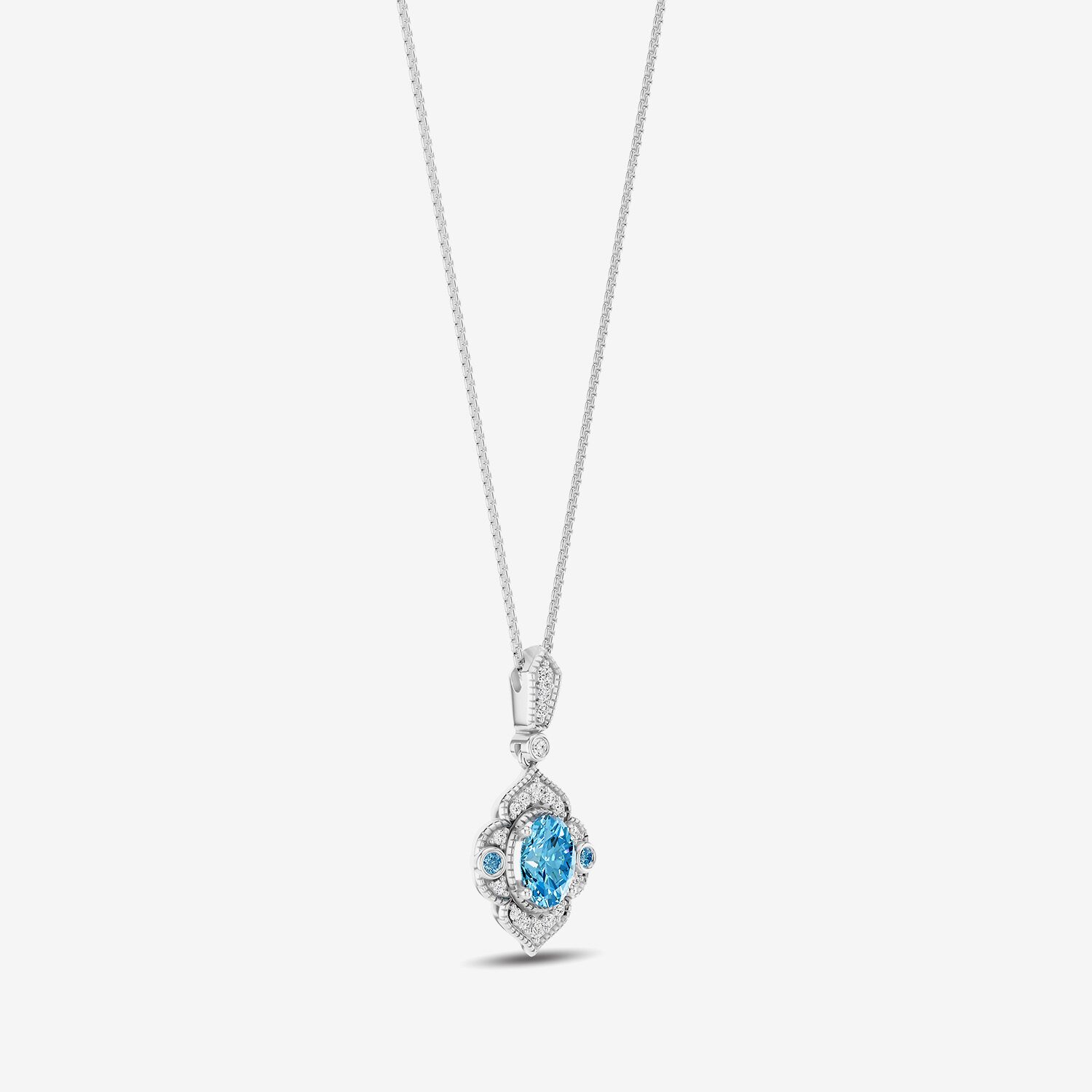 Enchanted Disney Fine Jewelry Womens 1/6 CT. T.W. Genuine Blue Topaz Sterling Silver 18 Inch Pendant Necklace