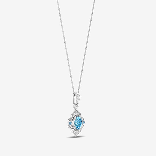 Enchanted Disney Fine Jewelry Womens 1/6 CT. T.W. Genuine Blue Topaz Sterling Silver 18 Inch Pendant Necklace