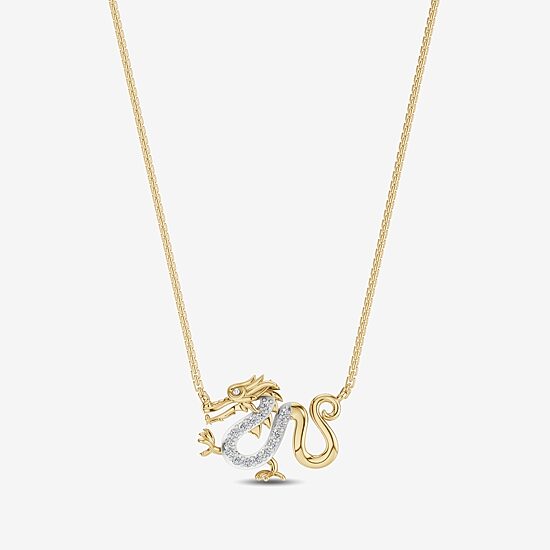 Enchanted Disney Fine Jewelry Womens Diamond Accent Natural White Diamond 14K Gold Over Silver 17 Inch Pendant Necklace