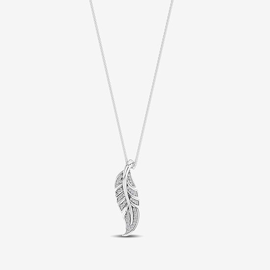 Enchanted Disney Fine Jewelry Womens 1/6 CT. T.W. Natural White Diamond Sterling Silver 18 Inch Pendant Necklace