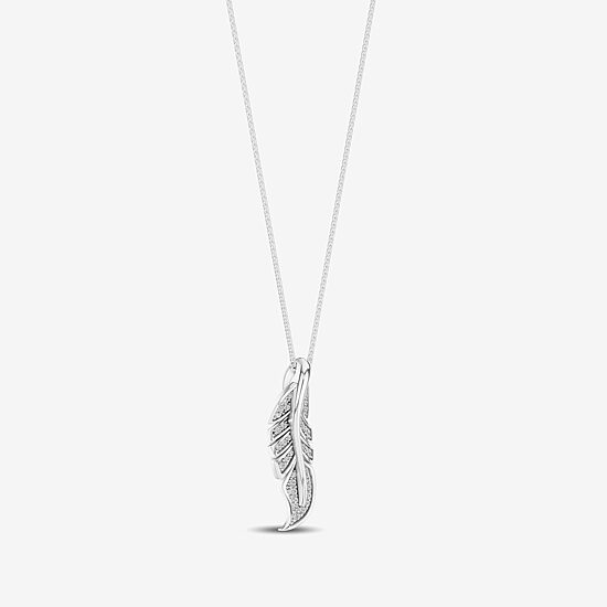 Enchanted Disney Fine Jewelry Womens 1/6 CT. T.W. Natural White Diamond Sterling Silver 18 Inch Pendant Necklace