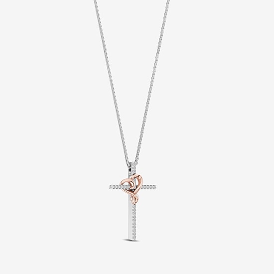 Hallmark Diamonds 1/10 CT.T.W. Natural Diamond Sterling SIlver With 14K Rose Gold Over SIlver Accent Pendant Necklace