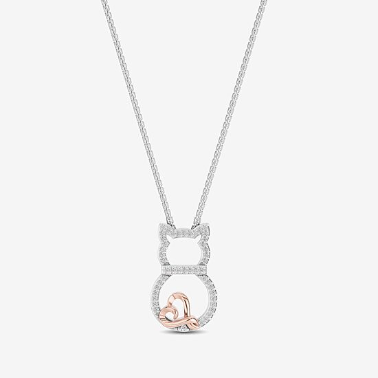Hallmark Diamonds Womens 1/10 CT. T.W. Natural White Diamond 14K Rose Gold Over Silver 18 Inch Pendant Necklace