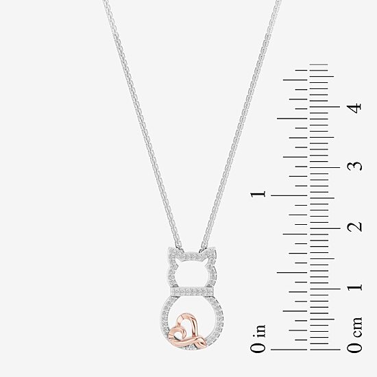 Hallmark Diamonds Womens 1/10 CT. T.W. Natural White Diamond 14K Rose Gold Over Silver 18 Inch Pendant Necklace