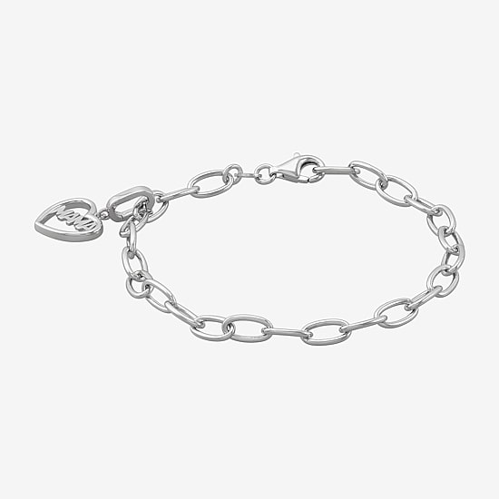Limited Quantities! Womens Sterling Silver Heart Charm Bracelet
