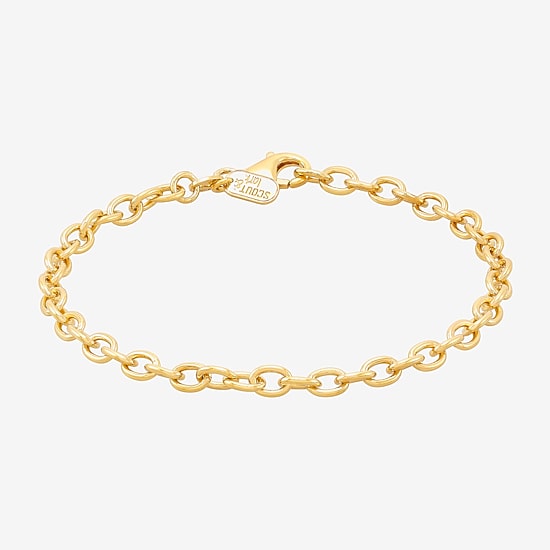 Limited Quantities! Mens 18K Gold Over Silver 7.5 Inch Solid Cable Chain Bracelet