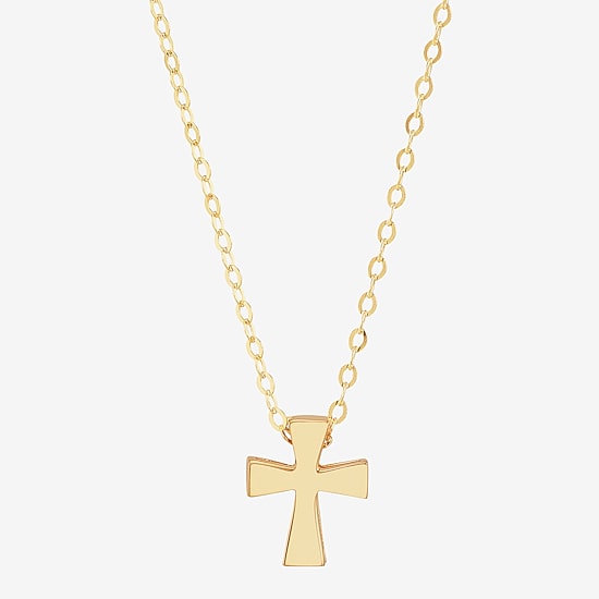 Limited Quantities! Womens 10K Gold Cross 17 Inch Pendant Necklace