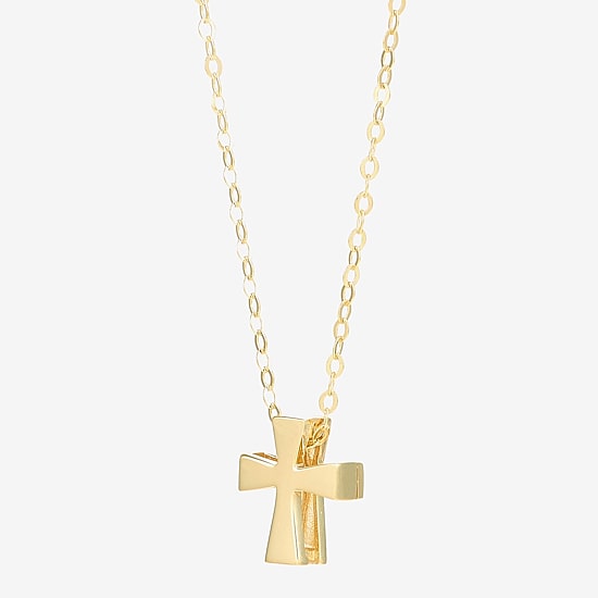 Limited Quantities! Womens 10K Gold Cross 17 Inch Pendant Necklace