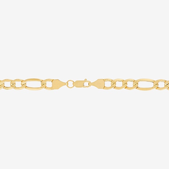 Limited Quantities! Womens 10K Gold 8 1/2 Inch Hollow Figaro Chain Bracelet