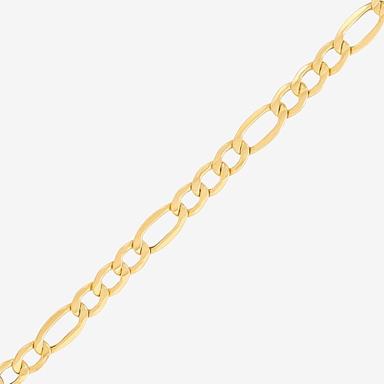 Limited Quantities! Womens 10K Gold 8 1/2 Inch Hollow Figaro Chain Bracelet