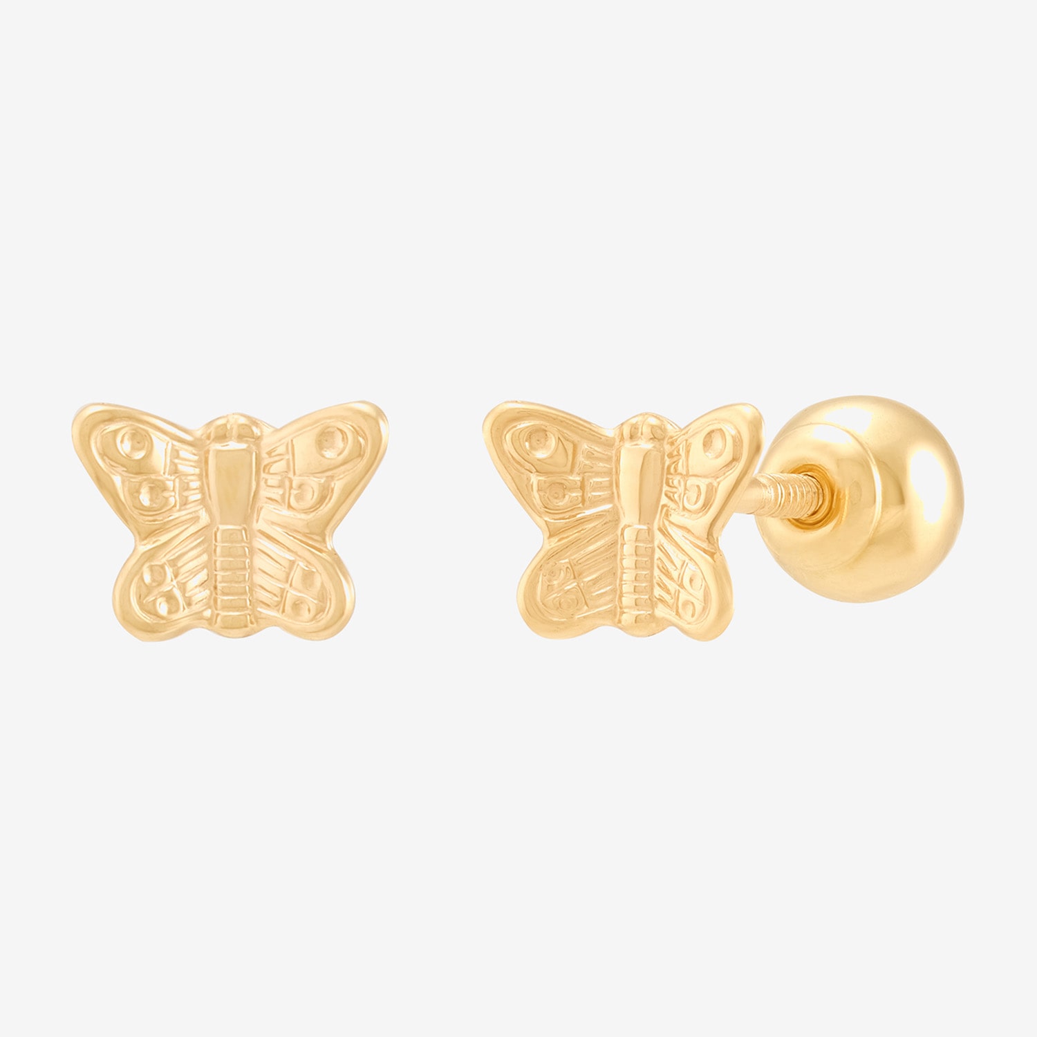 Limited Quantities! 14K Gold 4.5mm Butterfly Stud Earrings