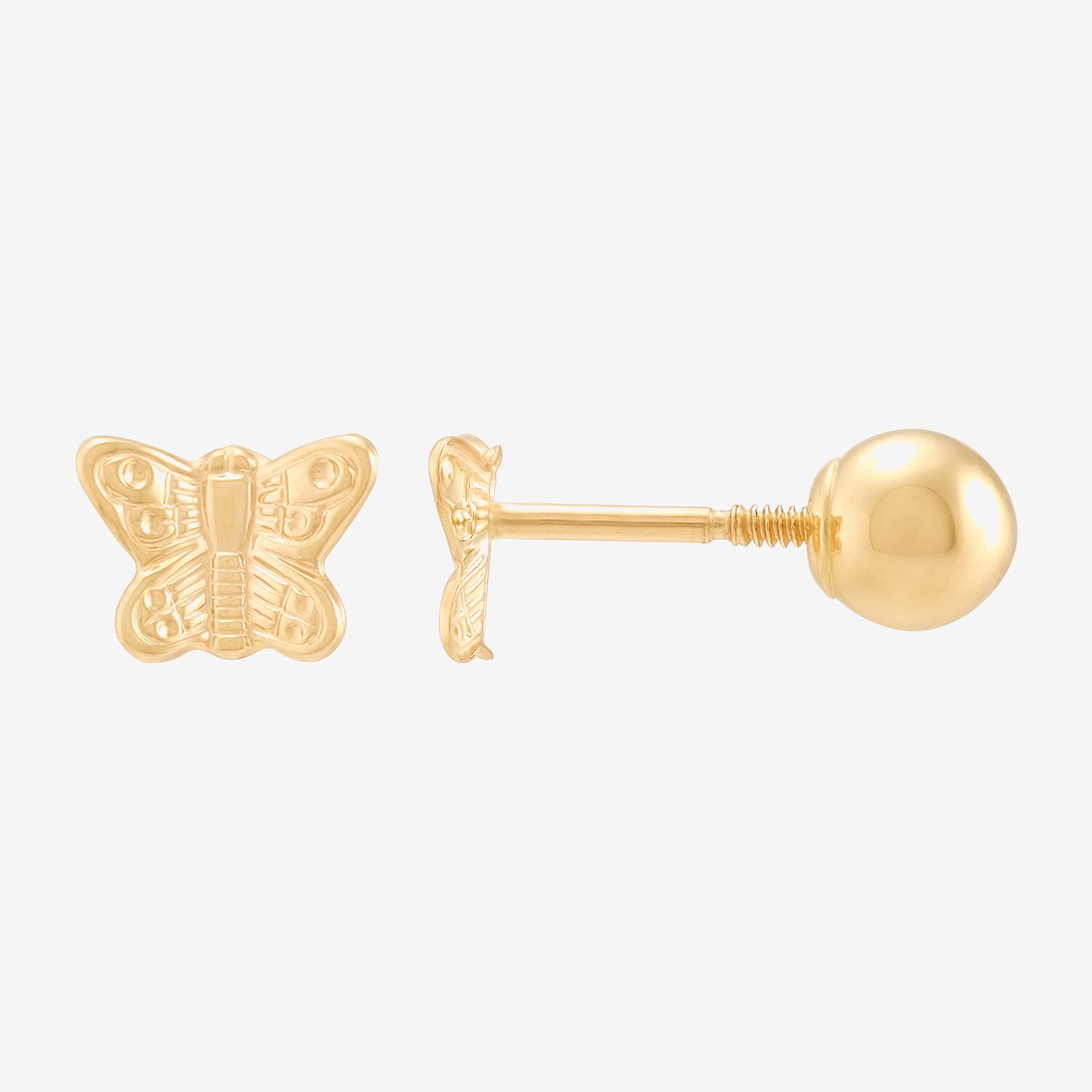Limited Quantities! 14K Gold 4.5mm Butterfly Stud Earrings