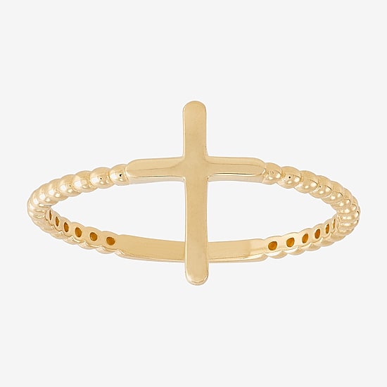 Limited Quantities! Womens 10K Gold Cross Cocktail Ring