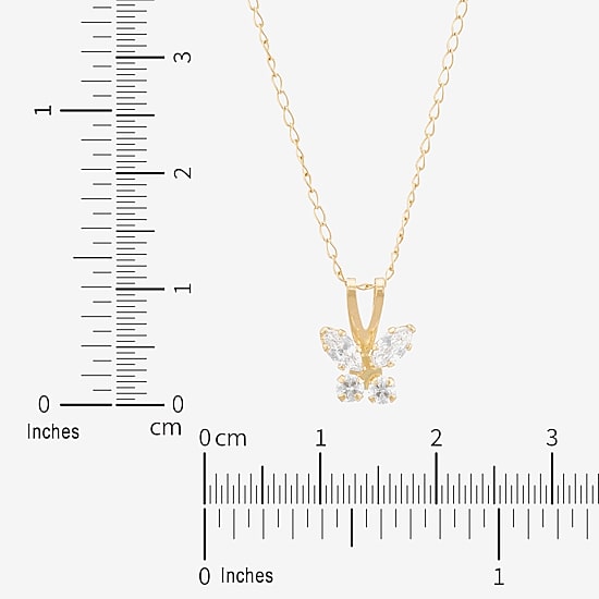 Limited Quantities! Girls White Cubic Zirconia 14K Gold Butterfly 13 Inch Pendant Necklace