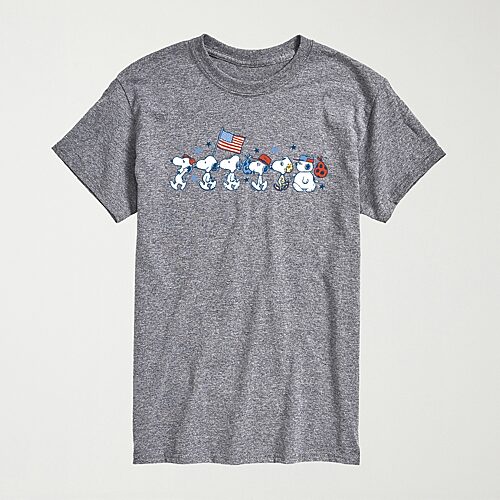 Novelty Mens Crew Neck Short Sleeve Regular Fit Peanuts Snoopy Big and Tall Graphic T-Shirt, X-large Tall, Gray
