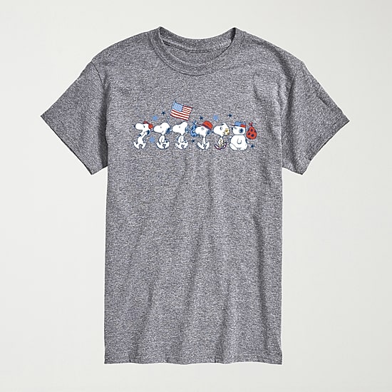 Novelty Mens Crew Neck Short Sleeve Regular Fit Peanuts Snoopy Big and Tall Graphic T-Shirt