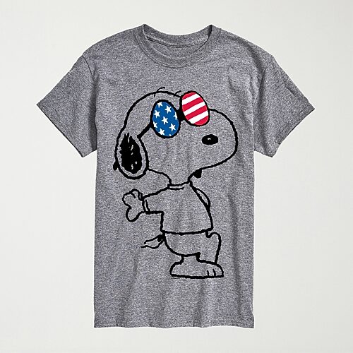 Novelty Mens Crew Neck Short Sleeve Regular Fit Peanuts Snoopy Big and Tall Graphic T-Shirt, 4x-large Tall, Gray
