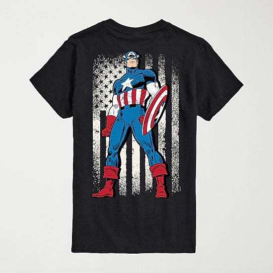 Novelty Mens Crew Neck Short Sleeve Regular Fit Captain America Marvel Big and Tall Graphic T-Shirt